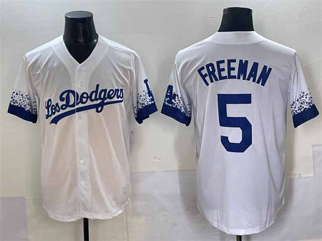Los Angeles Dodgers #5 Freddie Freeman White City Connect Cool Base Stitched Baseball Jersey