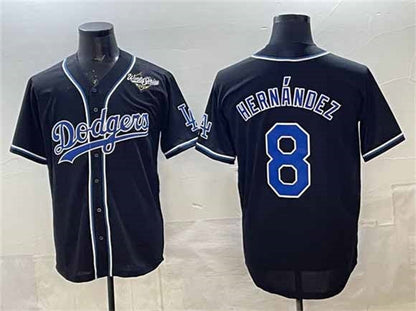 Los Angeles Dodgers #8 Enrique Hern¡§¡éndez Black Fashion 2025 World Series Cool Base Stitched Baseball Jersey