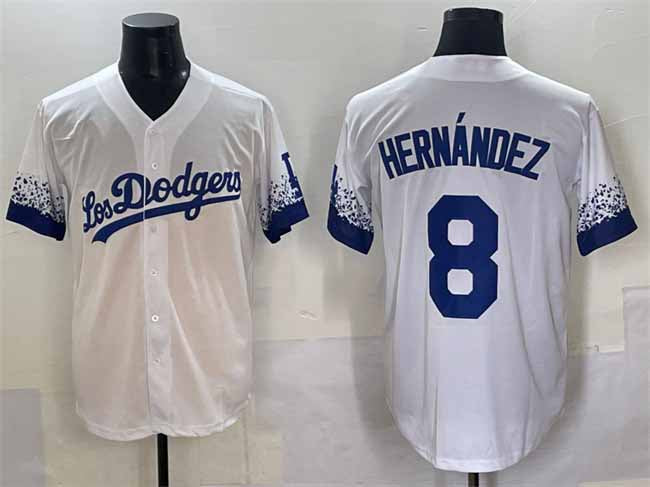 Los Angeles Dodgers #8 Enrique Hern¨¢ndez White City Connect Cool Base Stitched Baseball Jersey