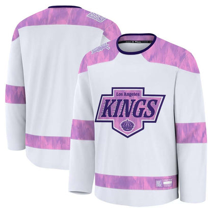 L.Angeles Kings Fanatics 2024 Hockey Fights Cancer Practice Jersey - White Stitched American Hockey Jerseys CROVYIE