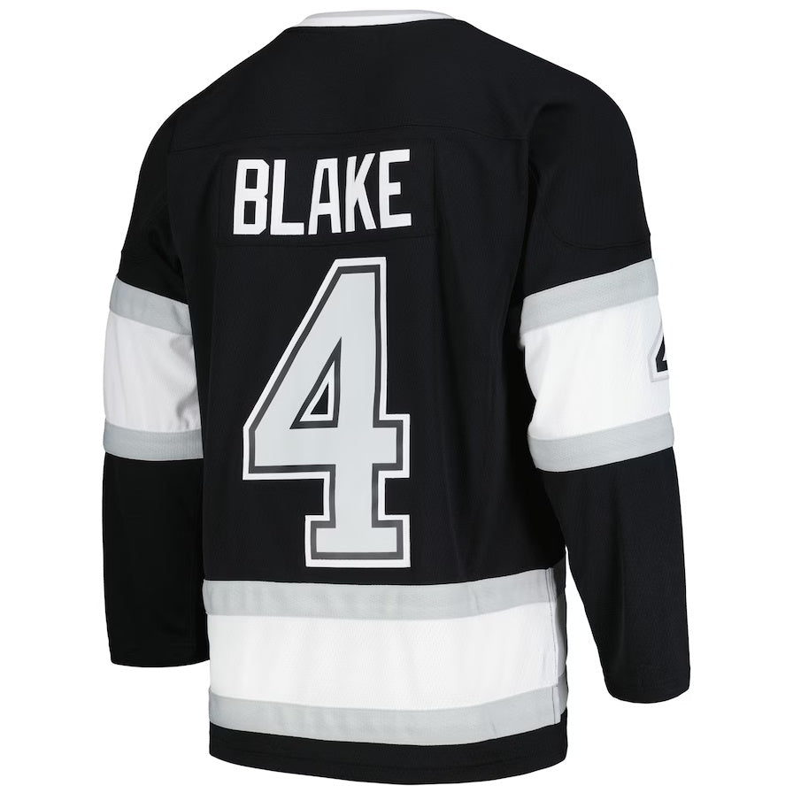 LA.Kings #4 Rob Blake Mitchell & Ness 1992-93 Blue Line Player Jersey - Black Stitched American Hockey Jerseys CROVYIE