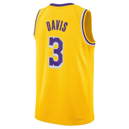 LA.Lakers #3 Anthony Davis Gold Swingman Jersey - Icon Edition Stitched American Basketball Jersey