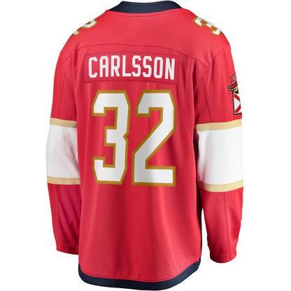 F.Panthers #32 Lucas Carlsson Fanatics Branded Home Breakaway Player Jersey Red Stitched American Hockey Jerseys CROVYIE