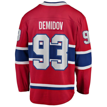 M.Canadiens #93 Ivan Demidov Fanatics Home Breakaway Jersey - Red Stitched American Hockey Jerseys CROVYIE