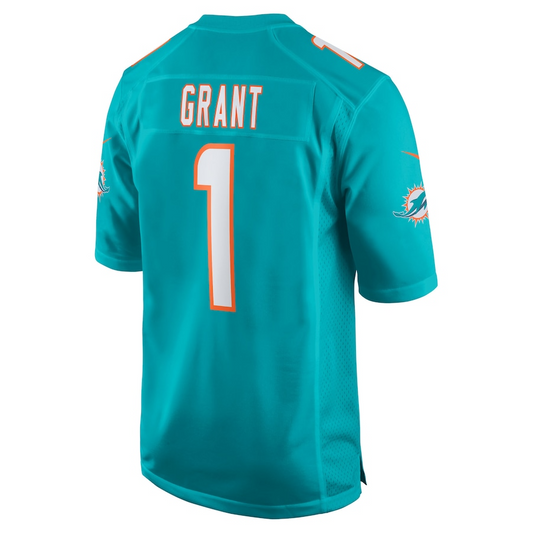 M.Dolphins #1 Kenneth Grant Aqua 2025 Draft First Round Pick Game Stitched American Football Jerseys