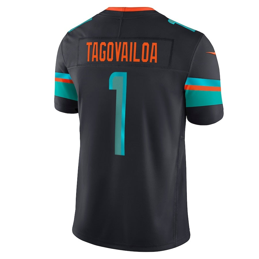 M.Dolphins #1 Tua Tagovailoa 2025 Rivalries Collection Limited Jersey-FAM - Pitch Blue Stitched American Football Jersey-FAM
