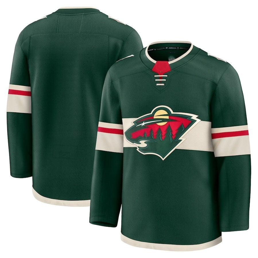 M.Wild Fanatics Home Premium Jersey - Green Stitched American Hockey Jerseys CROVYIE