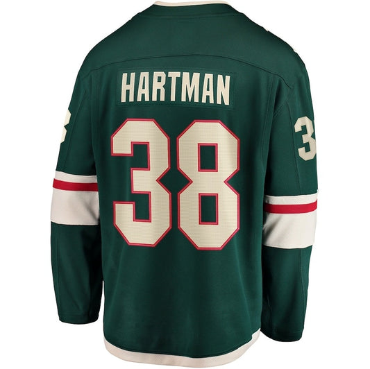 M.Wild #38 Ryan Hartman Fanatics Home Breakaway Player Jersey - Green Stitched American Hockey Jerseys CROVYIE