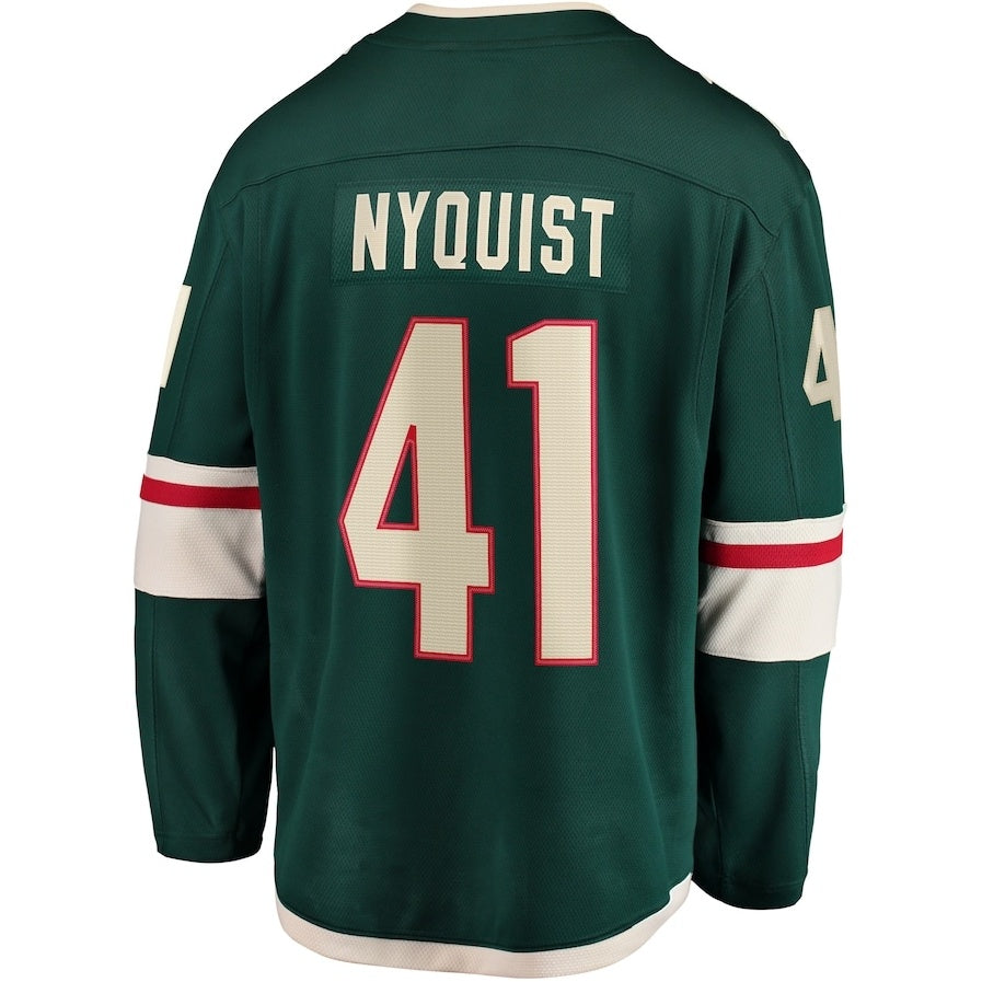 M.Wild #41 Gustav Nyquist Fanatics Home Breakaway Jersey - Green Stitched American Hockey Jerseys CROVYIE