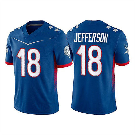 MN.Vikings #18 Justin Jefferson 2022 Royal Pro Bowl Stitched Jersey American Football Jerseys
