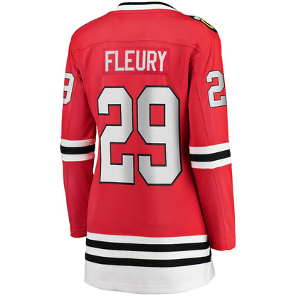 C.Blackhawks #29 Marc-Andre Fleury Fanatics Branded Home Premier Breakaway Player Jersey Red Stitched American Hockey Jerseys CROVYIE