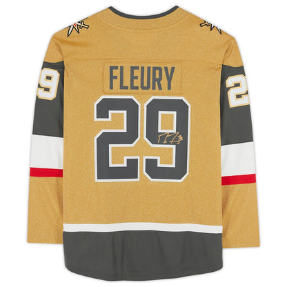 V.Golden Knights #29 Marc-Andre Fleury Fanatics Authentic Autographed Gold Alternate Breakaway Jersey Stitched American Hockey Jerseys CROVYIE