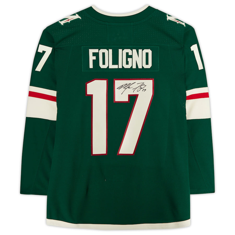 M.Wild #17 Marcus Foligno Fanatics Authentic Autographed Jersey Green Stitched American Hockey Jerseys CROVYIE