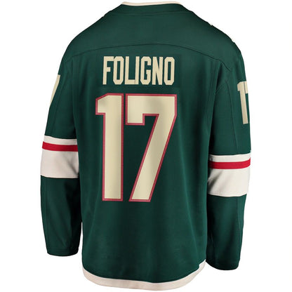 M.Wild #17 Marcus Foligno Fanatics Branded Breakaway Player Jersey Green Stitched American Hockey Jerseys CROVYIE