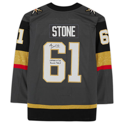 V.Golden Knights #61 Mark Stone Fanatics Authentic Autographed with Captain Of The Round Table Inscription  Limited Edition of 61 Gray Alternate Jersey Hockey Jerseys CROVYIE