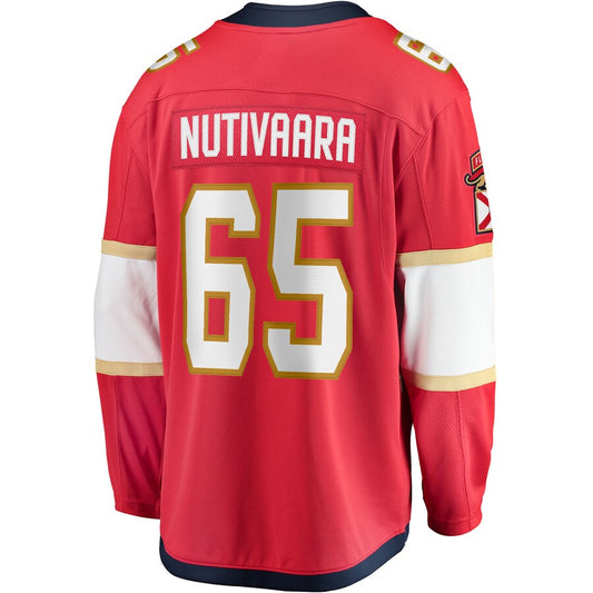 F.Panthers #65 Markus Nutivaara Fanatics Branded Home Breakaway Player Jersey Red Stitched American Hockey Jerseys CROVYIE