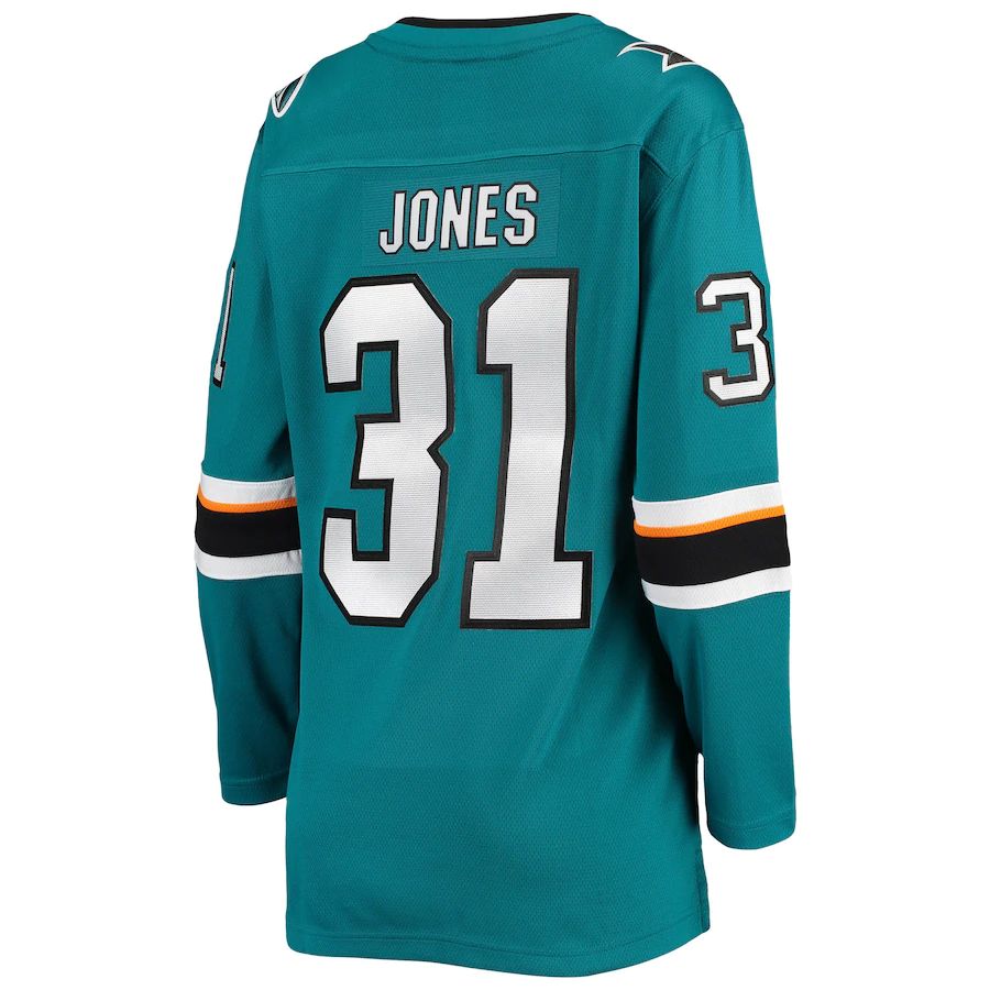 SJ.Sharks #31 Martin Jones Fanatics Branded Breakaway Home Team Player Jersey  Teal Stitched American Hockey Jerseys CROVYIE