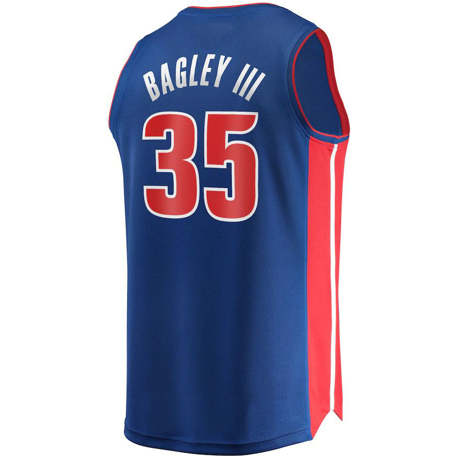 D.Pistons #35 Marvin Bagley III Fanatics Branded 2021-22 Fast Break Replica Jersey Icon Edition Blue Stitched American Basketball Jersey