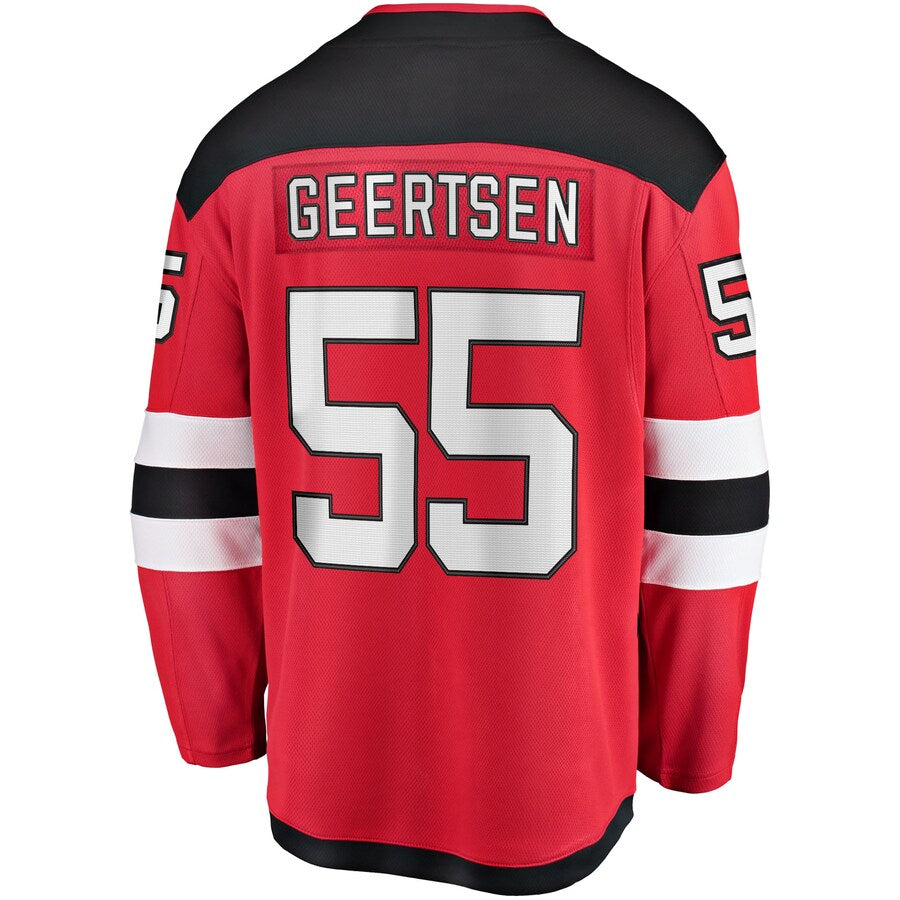 NJ.Devils #55 Mason Geertsen Fanatics Branded Home Breakaway Player Jersey Red Stitched American Hockey Jerseys CROVYIE