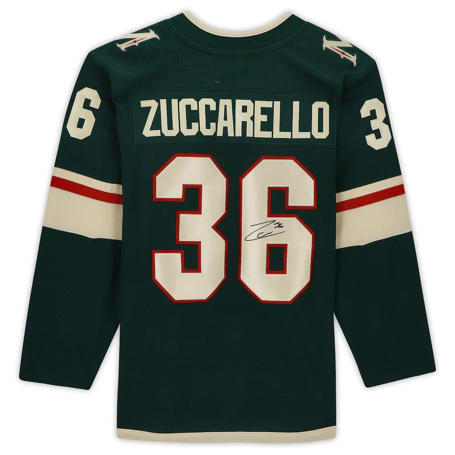 M.Wild #36 Mats Zuccarello Fanatics Authentic Autographed Jersey Green Stitched American Hockey Jerseys CROVYIE