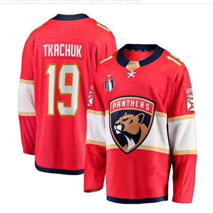 F.Panthers #19 Matthew Tkachuk Fanatics Branded 2023 Stanley Cup Final Home Breakaway Player Jersey - Red Stitched American Hockey Jerseys CROVYIE