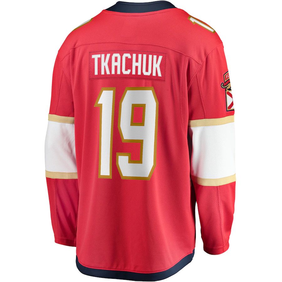 F.Panthers #19 Matthew Tkachuk Fanatics Branded Home Breakaway Player Jersey Red Stitched American Hockey Jerseys CROVYIE