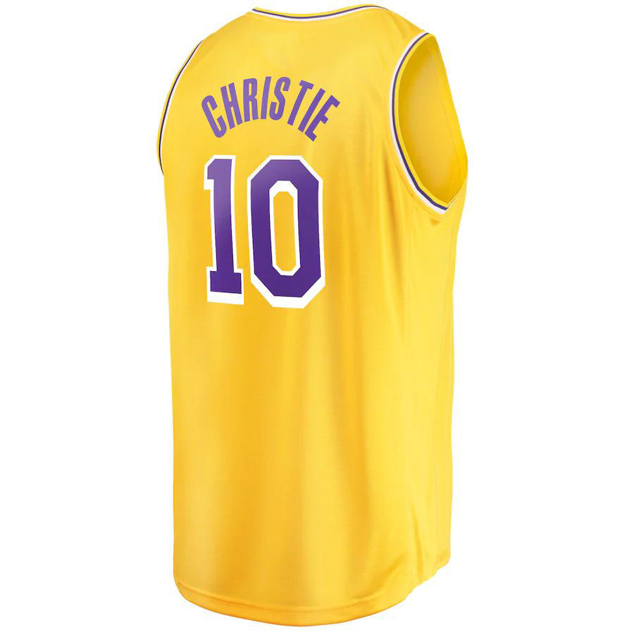 LA.Lakers #10 Max Christie Fanatics Branded 2022-23 Fast Break Replica Player Jersey Icon Gold Stitched American Basketball Jersey