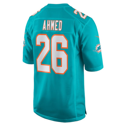 M.Dolphins #26 Salvon Ahmed  Aqua Game Jersey Stitched American Football Jerseys
