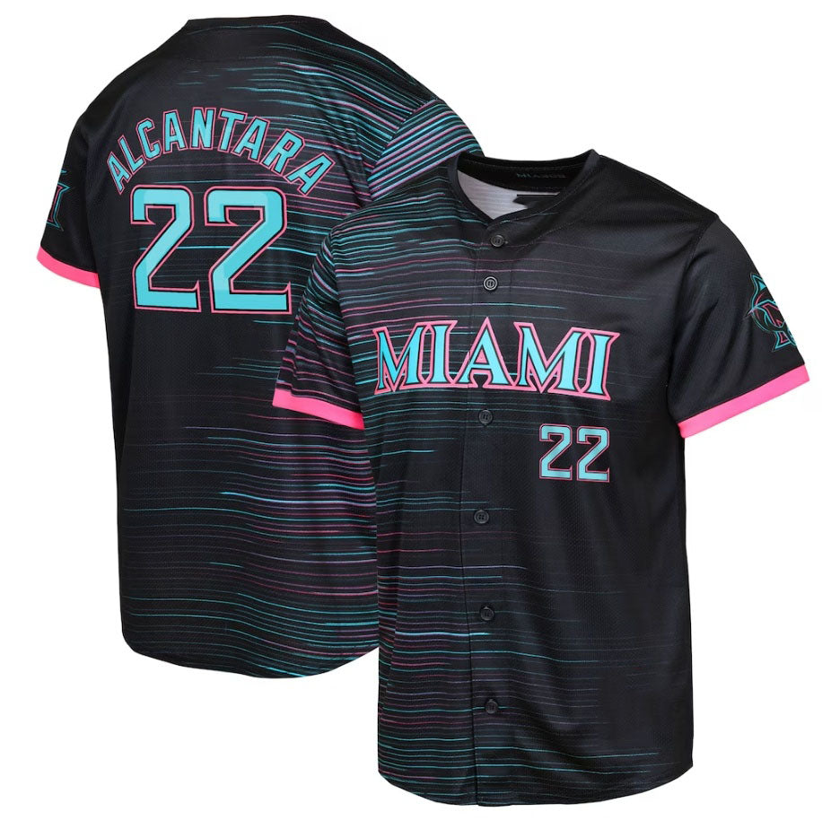 Miami Marlins #22 Sandy Alcantara Black 2025 City Connect Limited Player Stitched Baseball Jersey