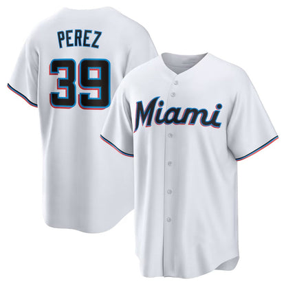 Miami Marlins #39 Eury Perez Home Replica Jersey - White Stitched Baseball Jersey