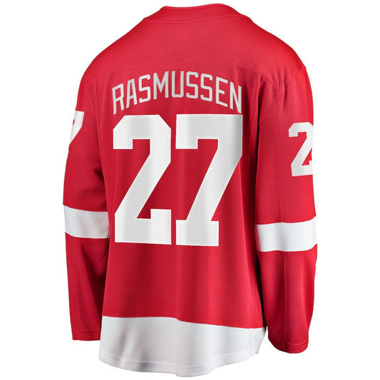 D.Red Wings #27 Michael Rasmussen Fanatics Branded Home Breakaway Player Jersey Red Stitched American Hockey Jerseys CROVYIE