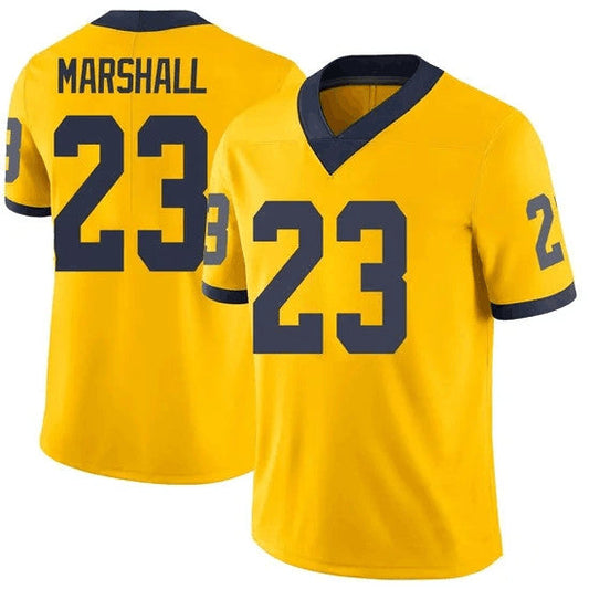 M.Wolverines #23 Jordan Marshall Yellow Stitched Football American College Jerseys