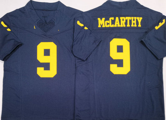 M.Wolverines #9 J.J. McCarthy Navy 2024 F.U.S.E. Stitched Football American College Jerseys