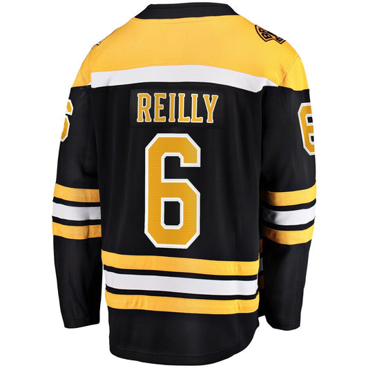B.Bruins #6 Mike Reilly Fanatics Branded 2017-18 Home Breakaway Replica Jersey Black Stitched American Hockey Jerseys CROVYIE