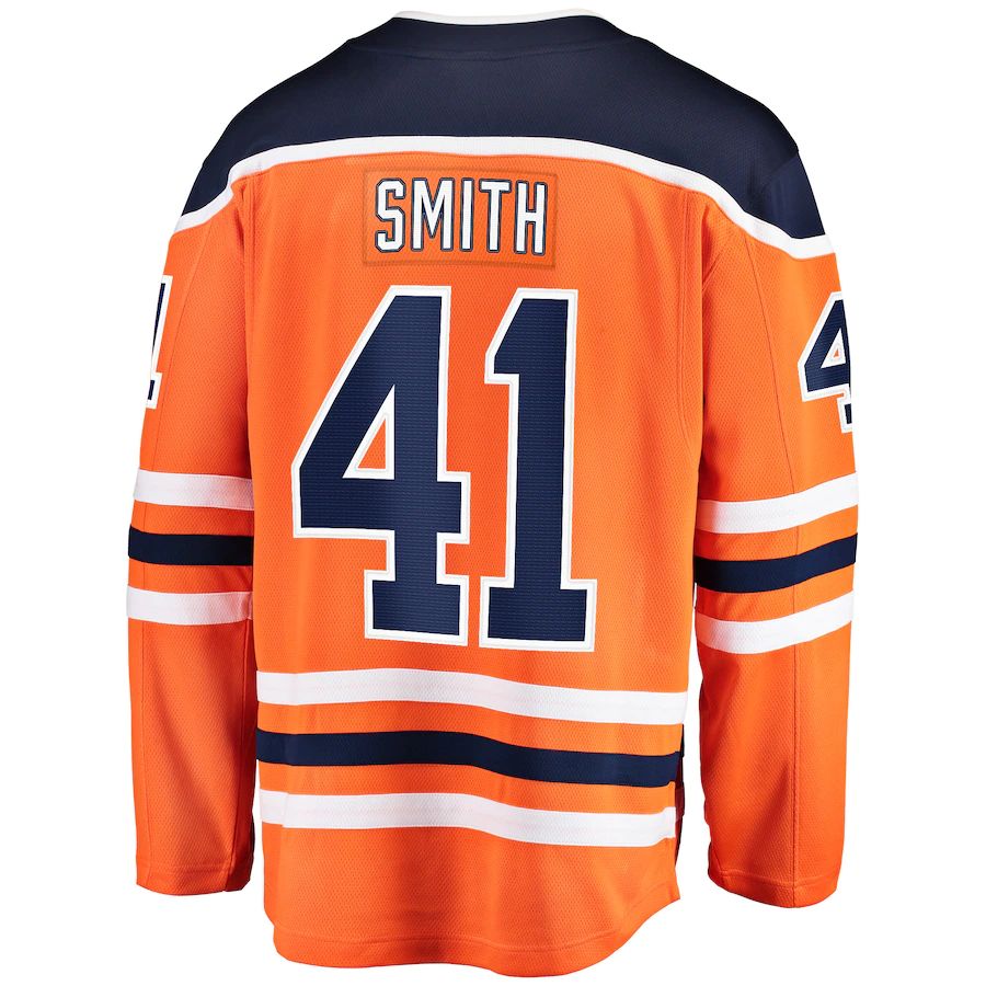 E.Oilers #41 Mike Smith Fanatics Branded Breakaway Team Color Player Jersey Orange Stitched American Hockey Jerseys CROVYIE