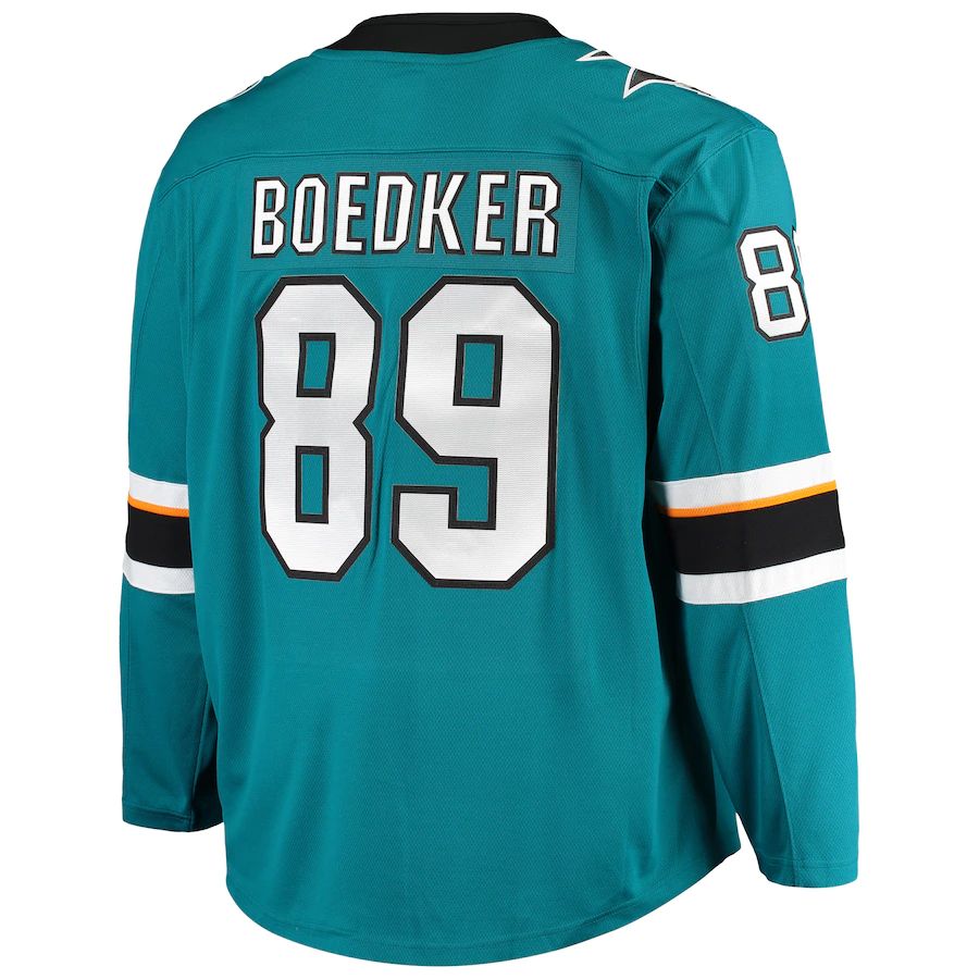 SJ.Sharks #89 Mikkel Boedker Fanatics Branded Breakaway Home Player Jersey Teal Stitched American Hockey Jerseys CROVYIE