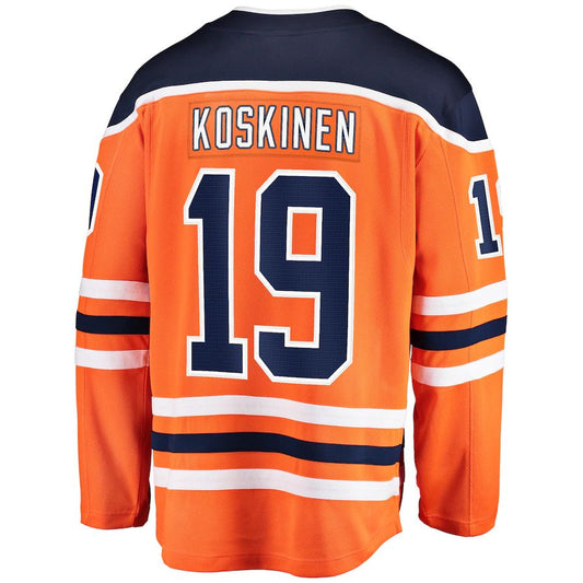 E.Oilers #19 Mikko Koskinen Fanatics Branded Breakaway Team Color Player Jersey Orange Stitched American Hockey Jerseys CROVYIE