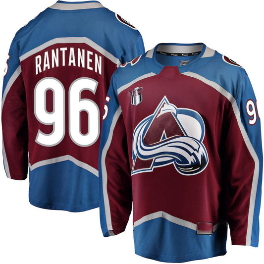 C.Avalanche #96 Mikko Rantanen Fanatics Branded Home 2022 Stanley Cup Final Breakaway Player Jersey Burgundy Stitched American Hockey Jerseys CROVYIE