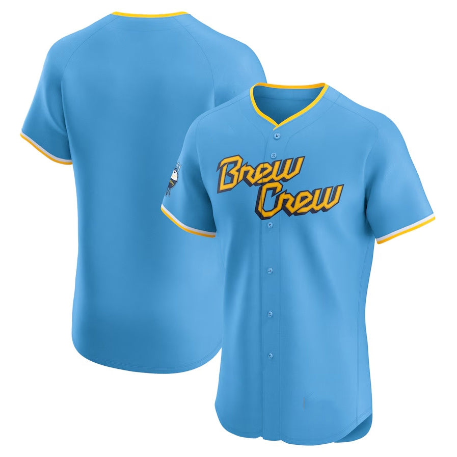 Milwaukee Brewers City Connect Elite Jersey - Powder Blue Stitched Baseball Jersey