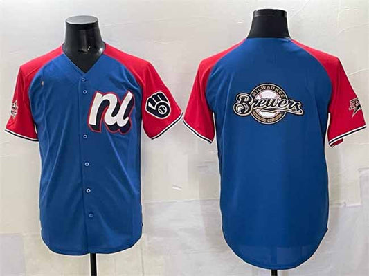 Milwaukee Brewers National League Team Big Logo Blue Red Alternate 2025 All-Star Edition Limited Stitched Baseball Jersey