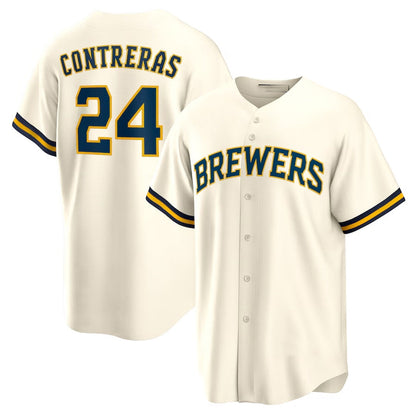 Milwaukee Brewers #24 William Contreras Home Replica Jersey - Cream Stitched Baseball Jersey