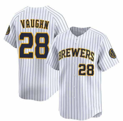 Milwaukee Brewers #28 Andrew Vaughn White Alternate Limited Stitched Baseball Jersey