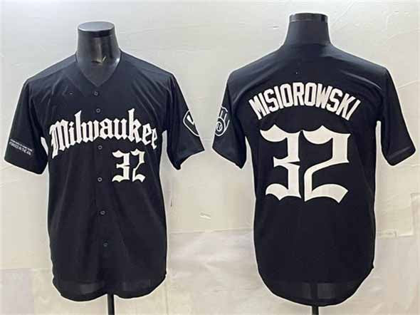 Milwaukee Brewers #32 Jacob Misiorowski Black 'Gothic 414 Shadows Edition' Vapor Premier Limited Stitched Baseball Jersey