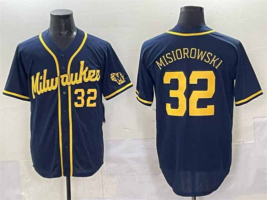 Milwaukee Brewers #32 Jacob Misiorowski Navy 2025 With Patch Stitched Baseball Jersey