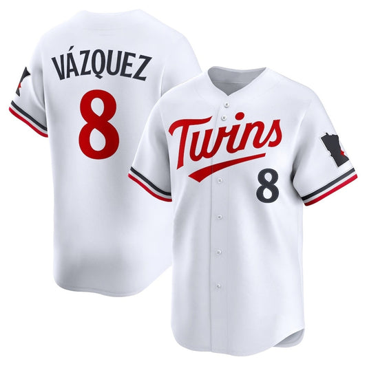 Minnesota Twins #8 Christian V¨¢zquez Home Limited Jersey - White Stitched Baseball Jersey