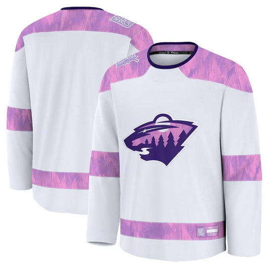 M.Wild Fanatics 2024 Hockey Fights Cancer Practice Jersey - White Stitched American Hockey Jerseys CROVYIE