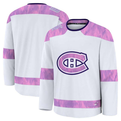 M.Canadiens Fanatics 2024 Hockey Fights Cancer Practice Jersey - White Stitched American Hockey Jerseys CROVYIE