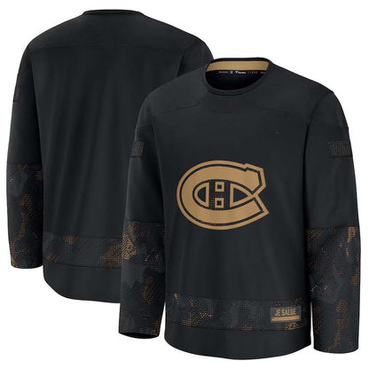 M.Canadiens Fanatics 2024 Military Appreciation Practice Jersey - Black Stitched American Hockey Jerseys CROVYIE