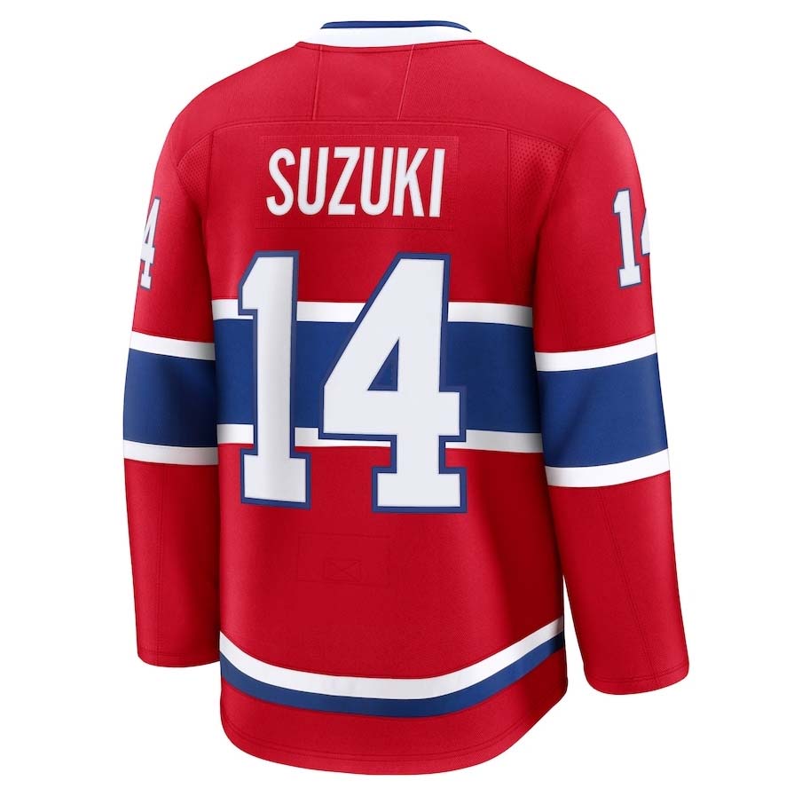 M.Canadiens #14 Nick Suzuki Fanatics Home Premium Jersey - Red Stitched American Hockey Jerseys CROVYIE