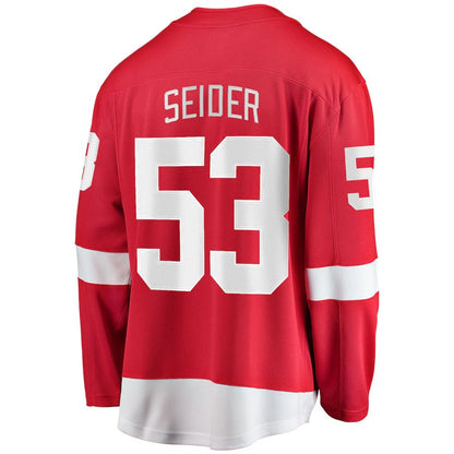 D.Red Wings #53 Moritz Seider Fanatics Branded Home Breakaway Player Jersey Red Stitched American Hockey Jerseys CROVYIE